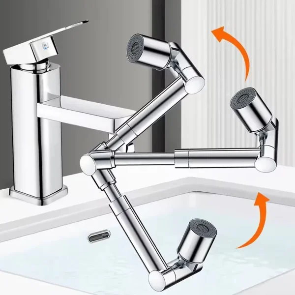 New Metal 1440 °Retractable Universal Robotic Arm Swivel Extension Faucet Aerator Kitchen Sink Faucet Extender 2 Water Flow Mode - Image 3