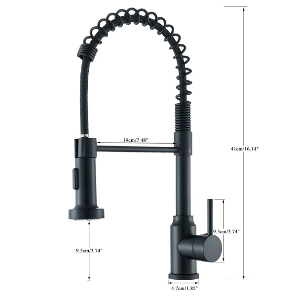 Matte Black Kitchen Sink Faucet One Handle Spring Hot and Cold Water Tap Deck Mounted Bathroom Chrome Kitchen Crane - Image 2