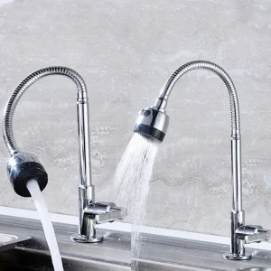 Household Kitchen Faucets Single Cold Water Tap Single Handle Single Hole Basin Sink Faucet Flexible Rotaion Kitchen Accessories