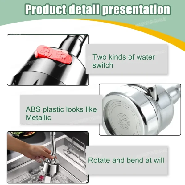 2/3Mode Faucet Extender 360Degree Rotatable Faucet Nozzle Adapter Home Water Saving Bubbler Kitchen Bathroom Faucet Accessories - Image 3