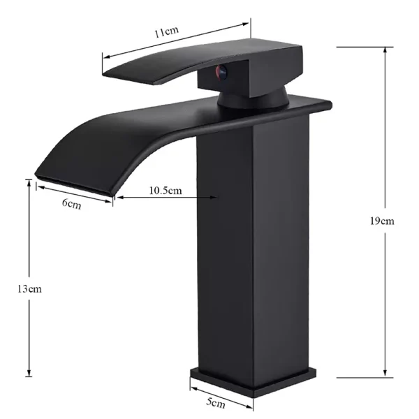 Black Waterfall Bathroom Faucet Basin Vanity Vessel Sinks Mixer Tap Cold And Hot Water Tap Single Hole Bath Sink Faucets Crane - Image 2