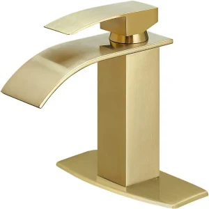 Waterfall Spout Bathroom Faucet, Single Handle Bathroom Sink Faucets, Rv Vessel Faucet Basin Mixer Tap with Deck Plate,