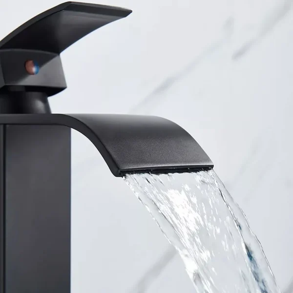 Black Waterfall Bathroom Faucet Basin Vanity Vessel Sinks Mixer Tap Cold And Hot Water Tap Single Hole Bath Sink Faucets Crane - Image 4