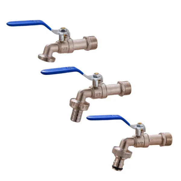 Blue Industrial and Home Irrigation Zinc Alloy Garden Bibcocks with Dual Nipple and Outdoor Balcony Faucet Bathroom Faucet