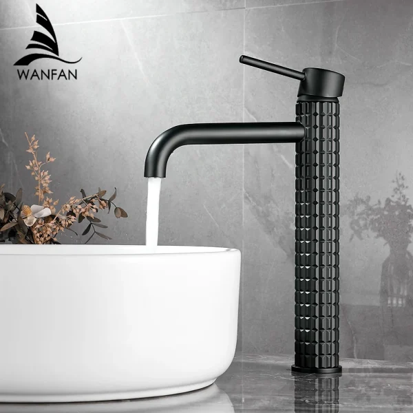 Brass black bathroom basin faucet diamond single handle design high-end hotel cold and hot dual control basin high & low faucet - Image 3