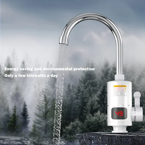 Electric Instant Heating Water Faucet Heater 3000W with LCD Digital Display 360 Degree Rotation for Kitchen