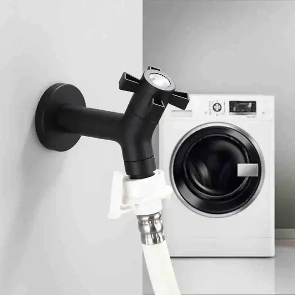 304 Stainless Steel Black Faucets Outdoor Garden Faucet Wall Mounted Bathroom Corner Washing Machine Faucet - Image 2