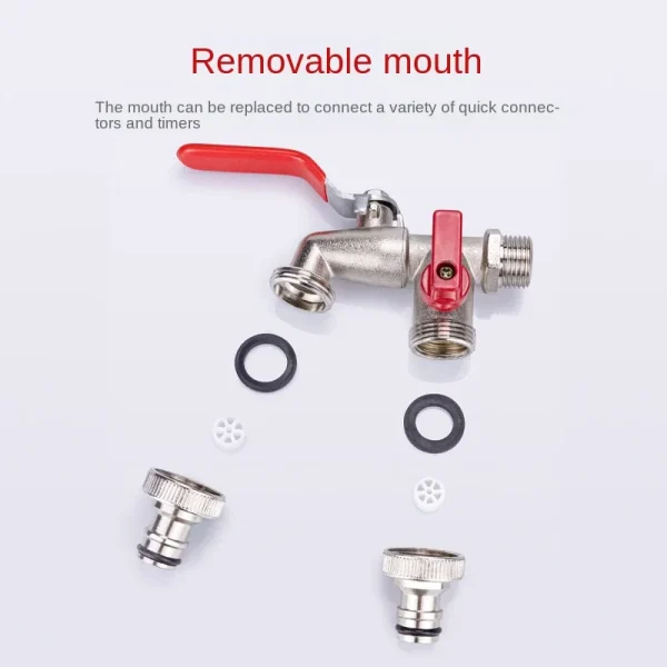 Industrial and Home Irrigation Zinc Alloy Garden Bibcocks Outdoor 1 Inlet 2 Outlet Bibcock with Dual Nipple and Bathroom Faucet - Image 4