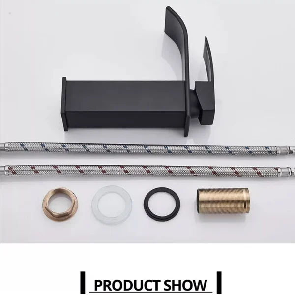 Black Waterfall Bathroom Faucet Basin Vanity Vessel Sinks Mixer Tap Cold And Hot Water Tap Single Hole Bath Sink Faucets Crane - Image 6