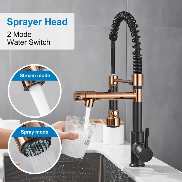 Kitchen Faucet with Pull Down Sprayer High Arc Single Handle Spring Kitchen Sink Faucet - Image 3