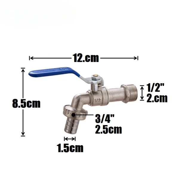 Blue Industrial and Home Irrigation Zinc Alloy Garden Bibcocks with Dual Nipple and Outdoor Balcony Faucet Bathroom Faucet - Image 6