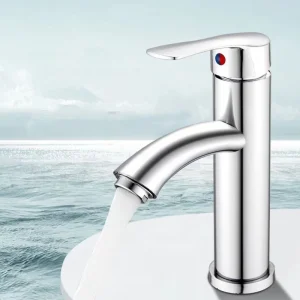 Silver Basin Sink Faucet, Bathroom Faucet, Circular Nozzle Container, Sink Faucet, Hot And Cold Faucet, With Accessory Set