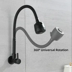 Universal Rotation 2 Modes Nozzle Faucet Bathroom Faucets Single Cooling Faucet Wall Mounted Stainless Steel Basin Faucet