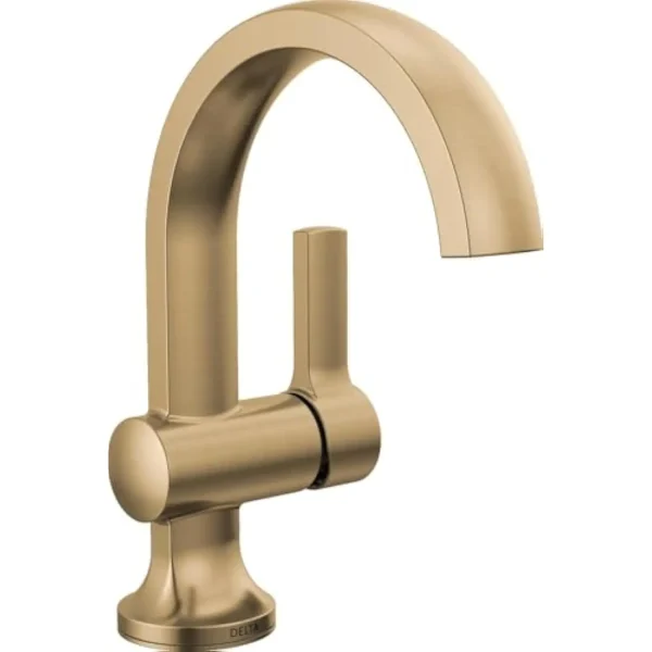 Delta Faucet Albion Single Hole Bathroom Faucet, Gold Single Handle Bathroom Faucet, Bathroom Sink Faucet, Metal Push Pop-Up Dr
