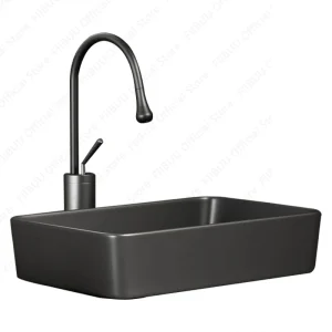 Rectangular Silver Grey Porcelain Ceramic Vessel Sink Above Counter Lavatory Bathroom Vanity Table Sink Glazed White WashBasin