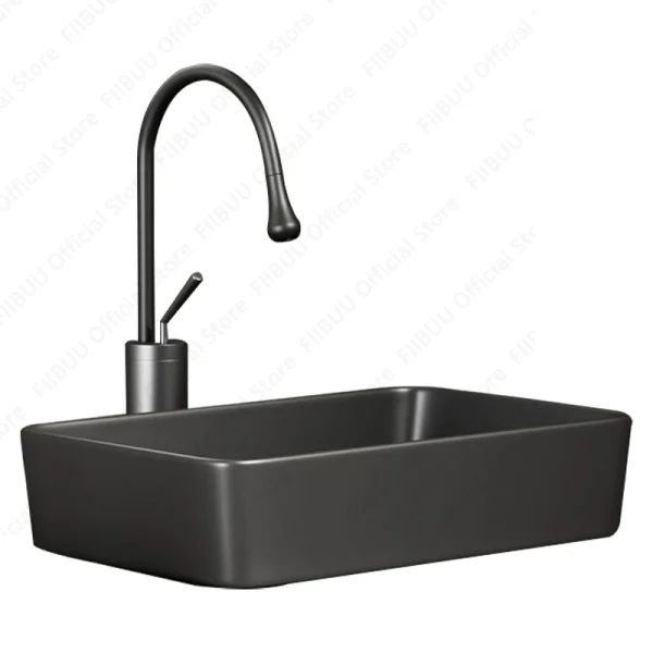 Rectangular Silver Grey Porcelain Ceramic Vessel Sink Above Counter Lavatory Bathroom Vanity Table Sink Glazed White WashBasin