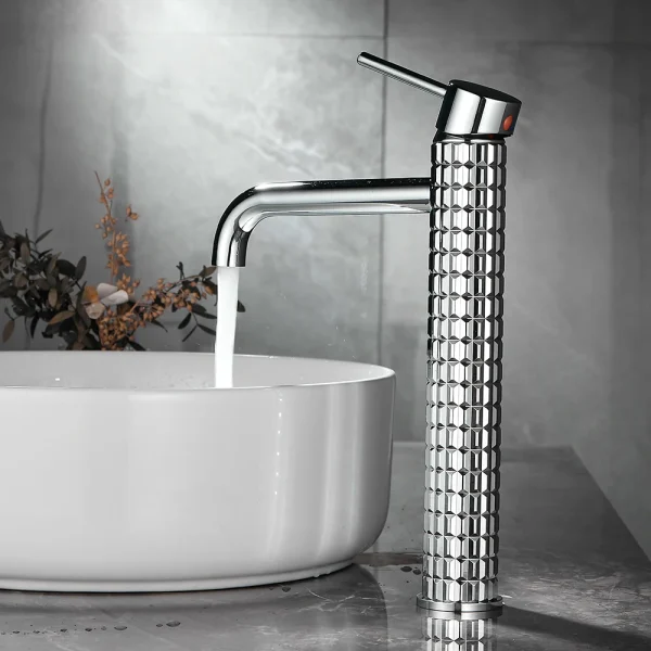 Brass black bathroom basin faucet diamond single handle design high-end hotel cold and hot dual control basin high & low faucet - Image 2