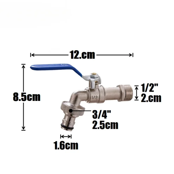 Blue Industrial and Home Irrigation Zinc Alloy Garden Bibcocks with Dual Nipple and Outdoor Balcony Faucet Bathroom Faucet - Image 5